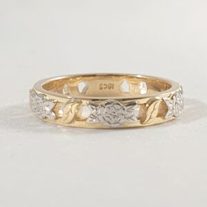 Two tone wedding ring with floral decals