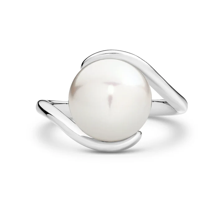 S/S White 10-11mm Button Freshwater Pearl Ring