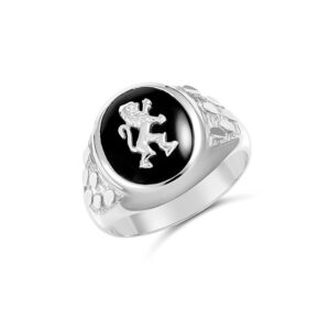 silver lion onyx signet ring